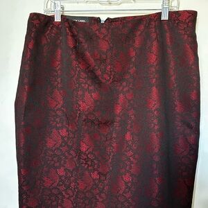 Evan Picone Burgundy Lace Pencil Skirt
